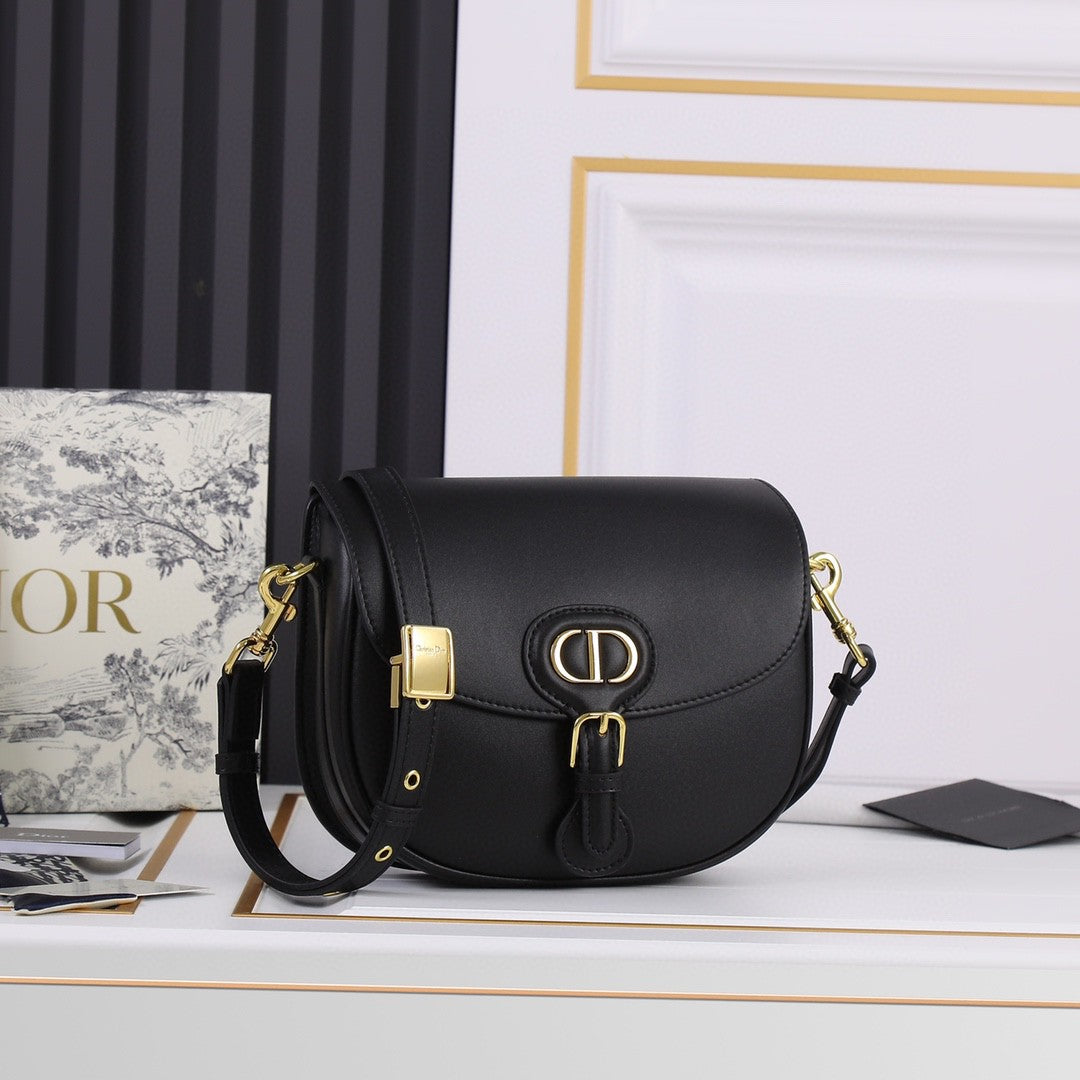 Medium Dior Bobby Bag Black Grained Calfskin