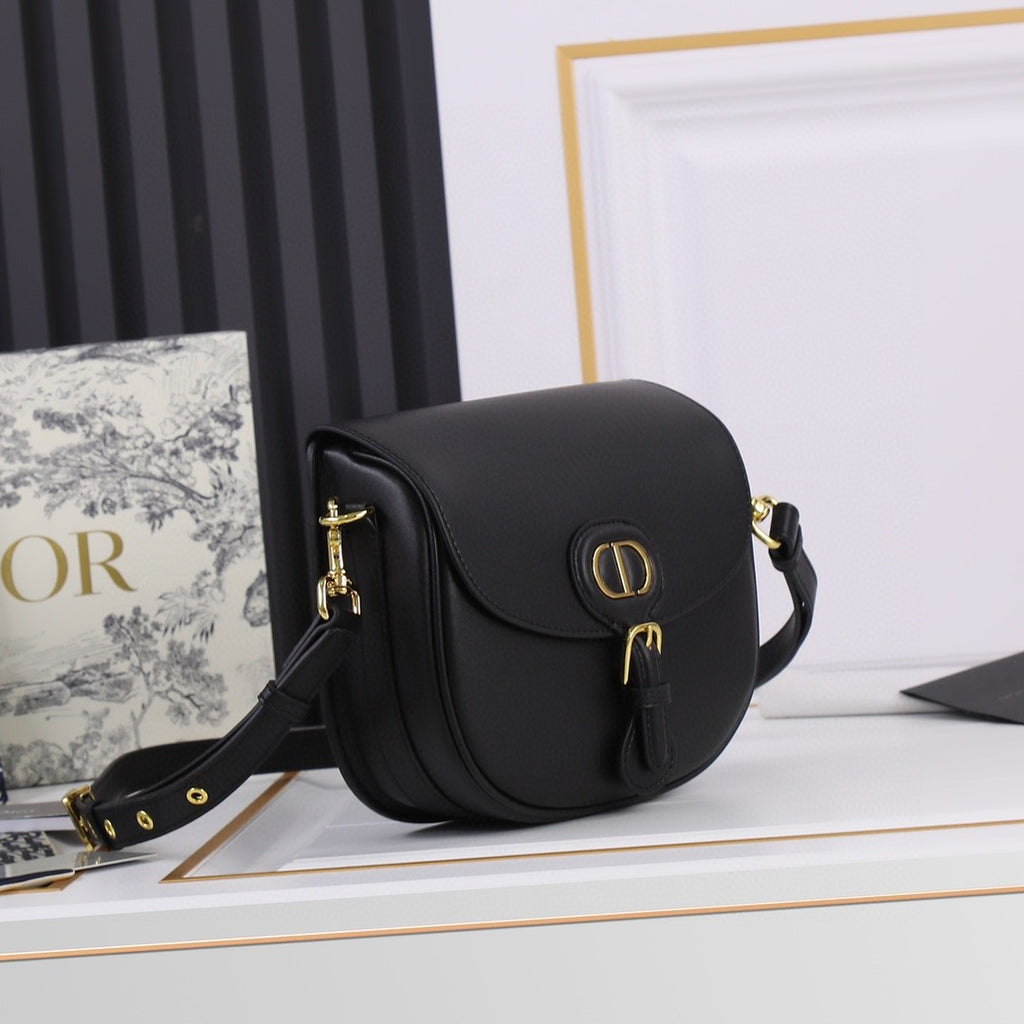 Medium Dior Bobby Bag Black Grained Calfskin