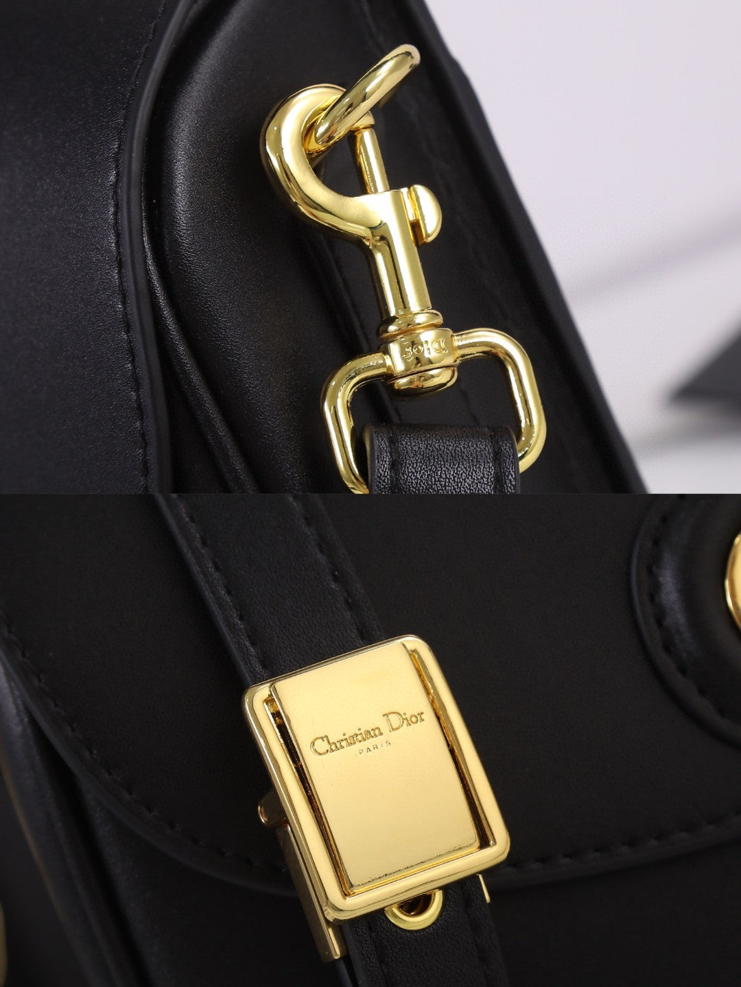 Medium Dior Bobby Bag Black Grained Calfskin
