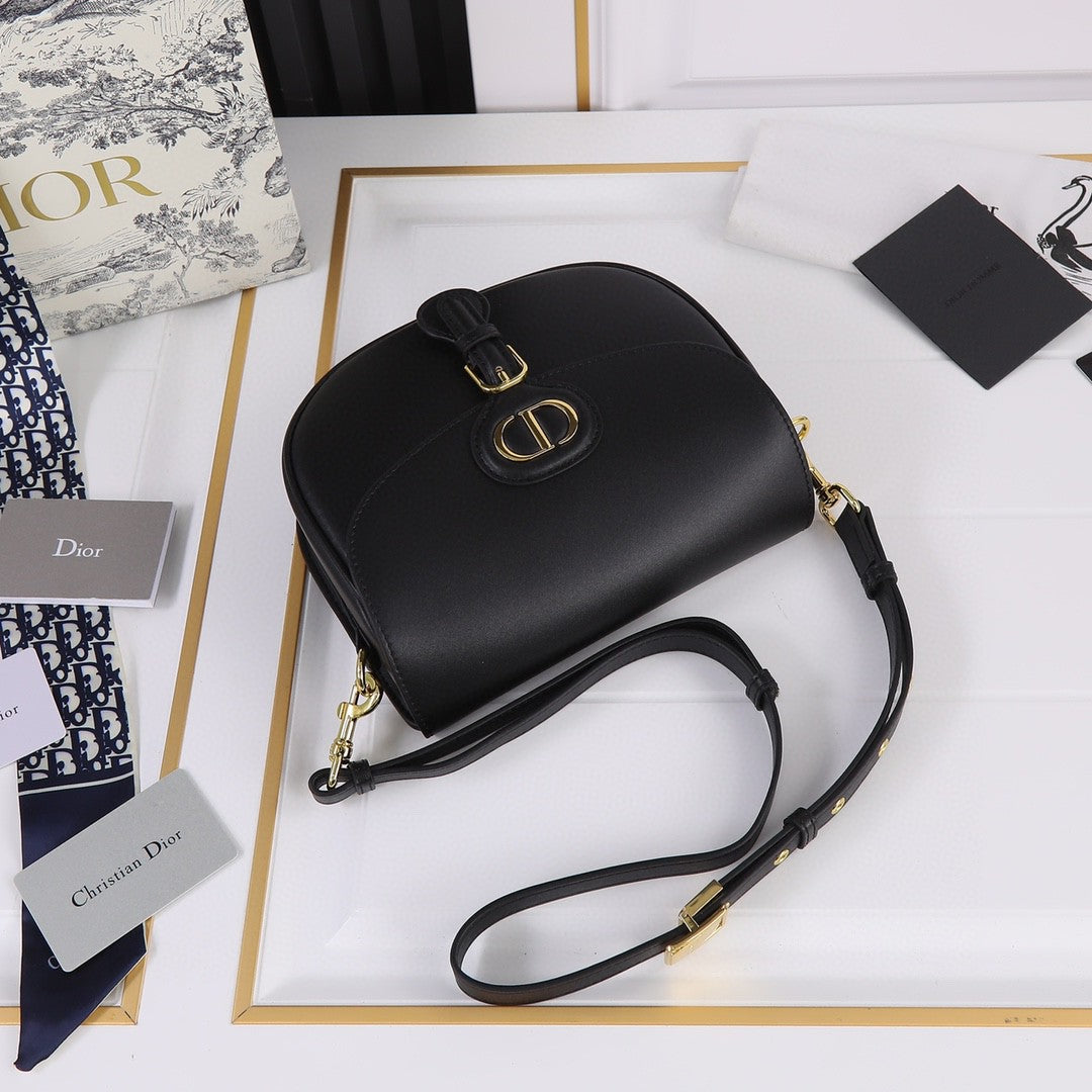 Medium Dior Bobby Bag Black Grained Calfskin