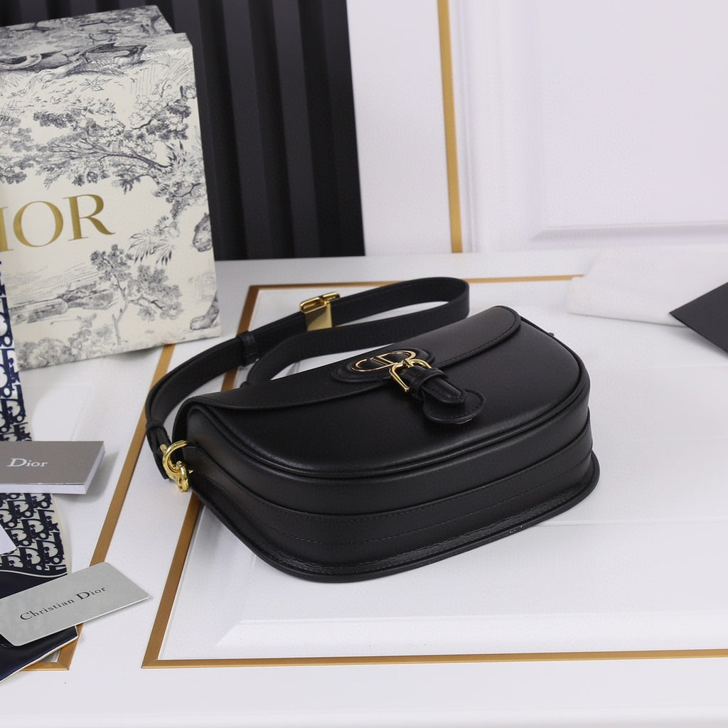 Medium Dior Bobby Bag Black Grained Calfskin