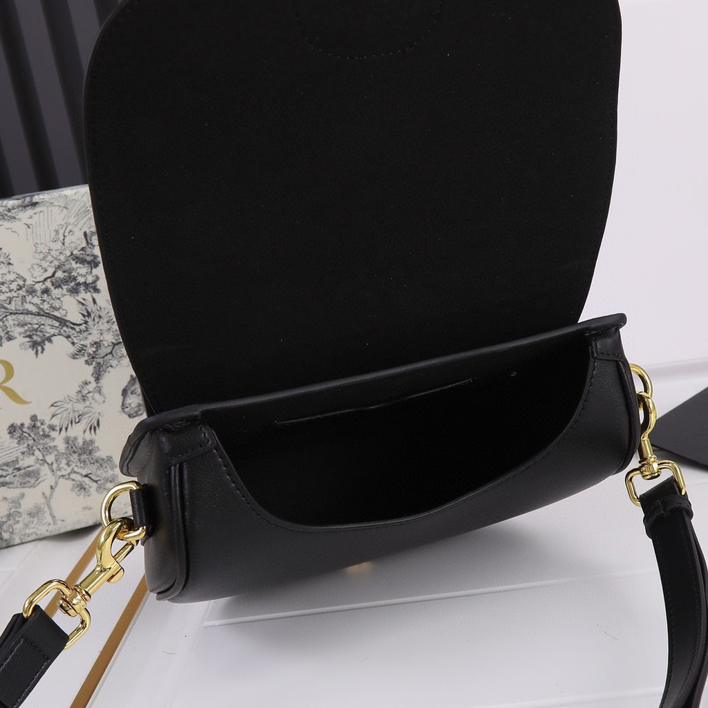 Medium Dior Bobby Bag Black Grained Calfskin