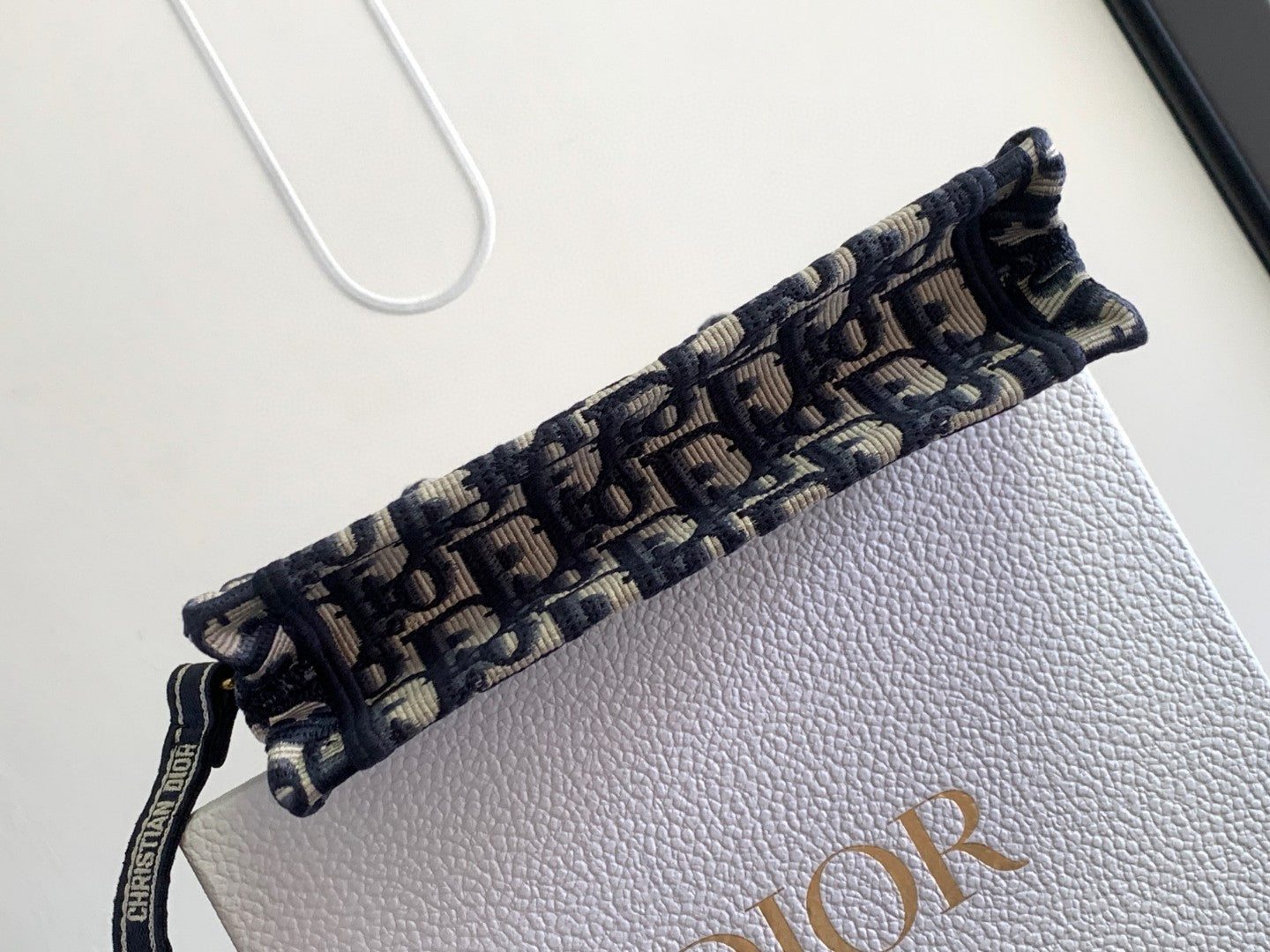 Mini or East-West Dior Book Tote with a strap, featuring blue Dior Oblique embroidery and calfskin