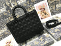 large Dior Lady bag in black ultramatte calfskin