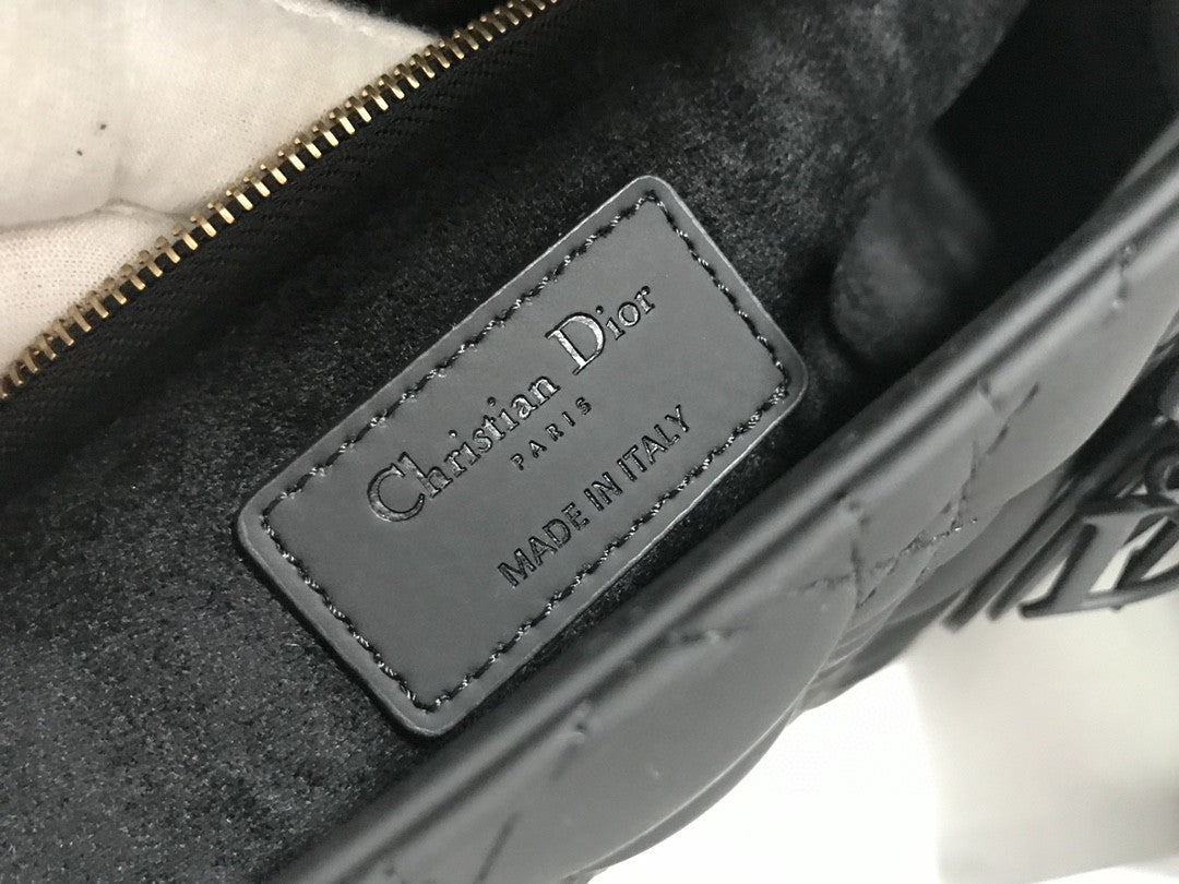 large Dior Lady bag in black ultramatte calfskin