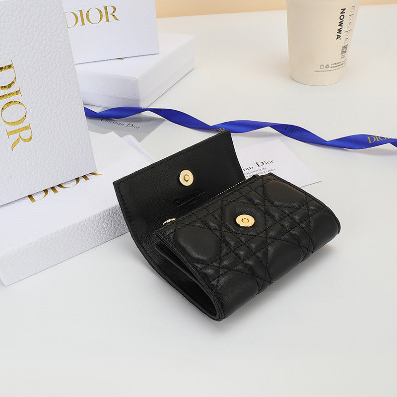 Dior Jolie Glycine Wallet Black Cannage Lambskin