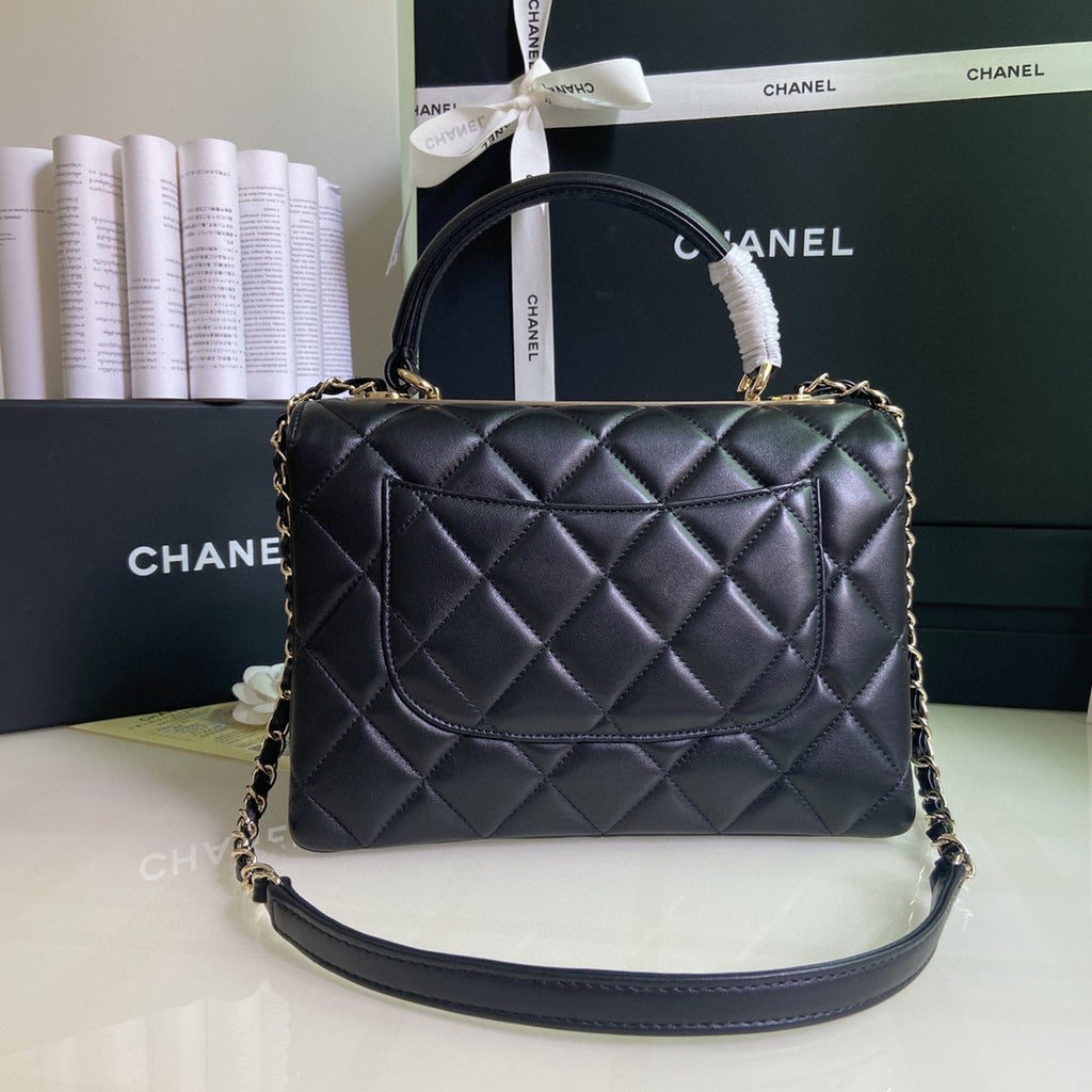 Chanel Small Trendy CC Flap Bag in black lambskin leather with gold-tone hardware