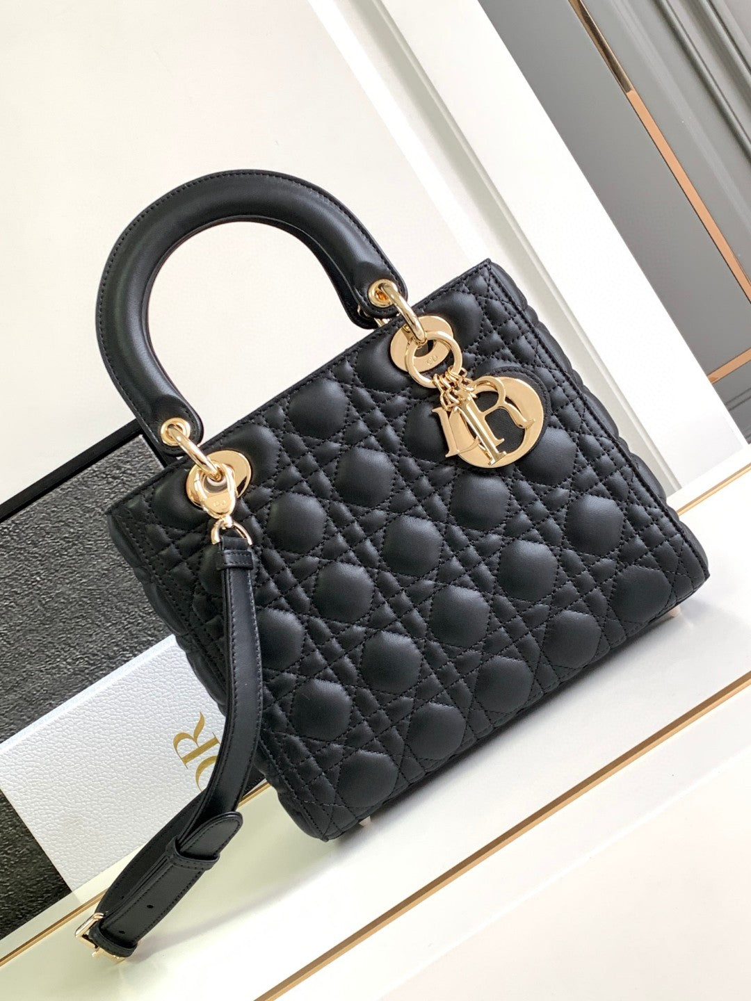 Lady Dior Bag Black Cannage Lambskin