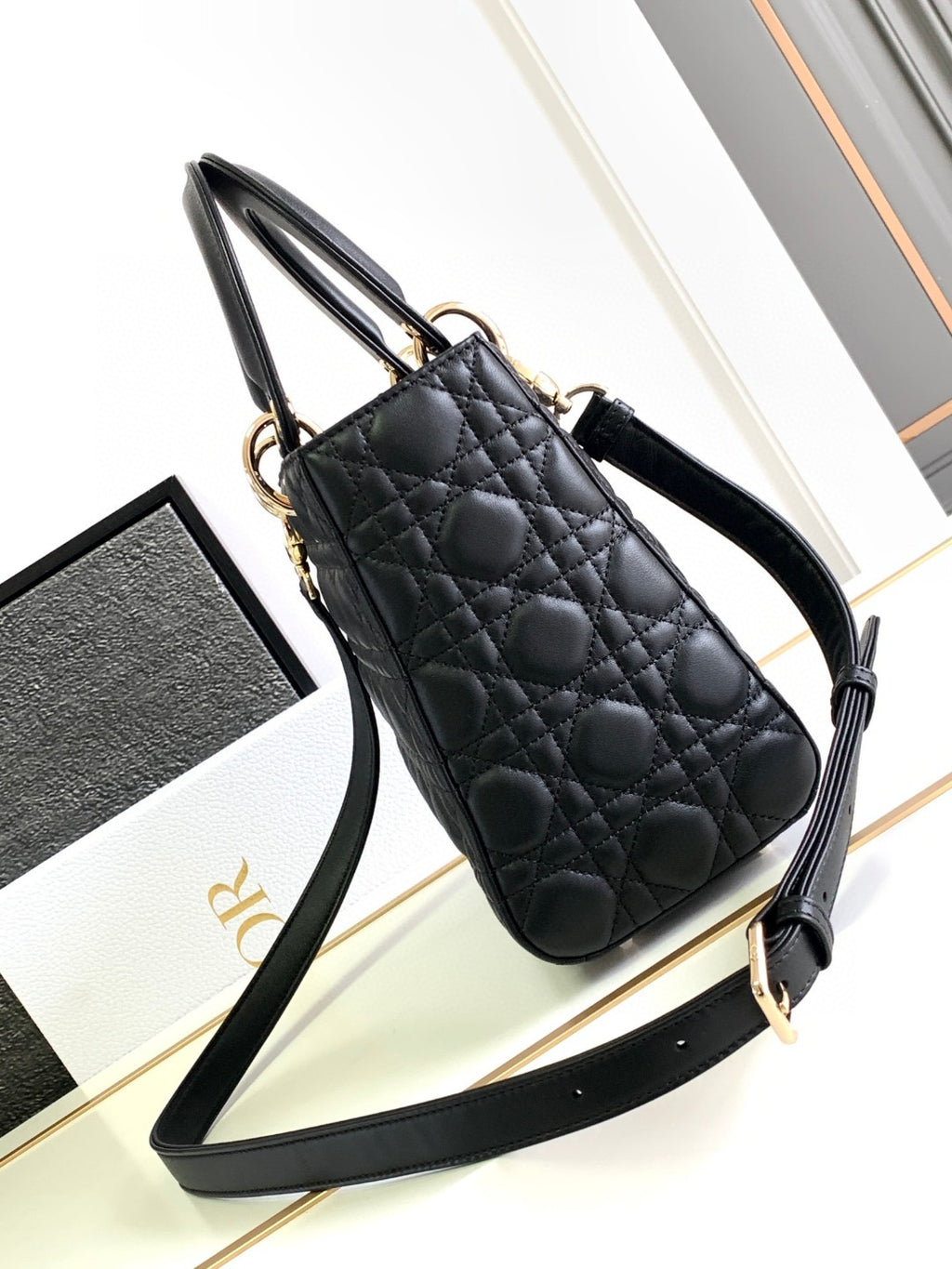 Lady Dior Bag Black Cannage Lambskin