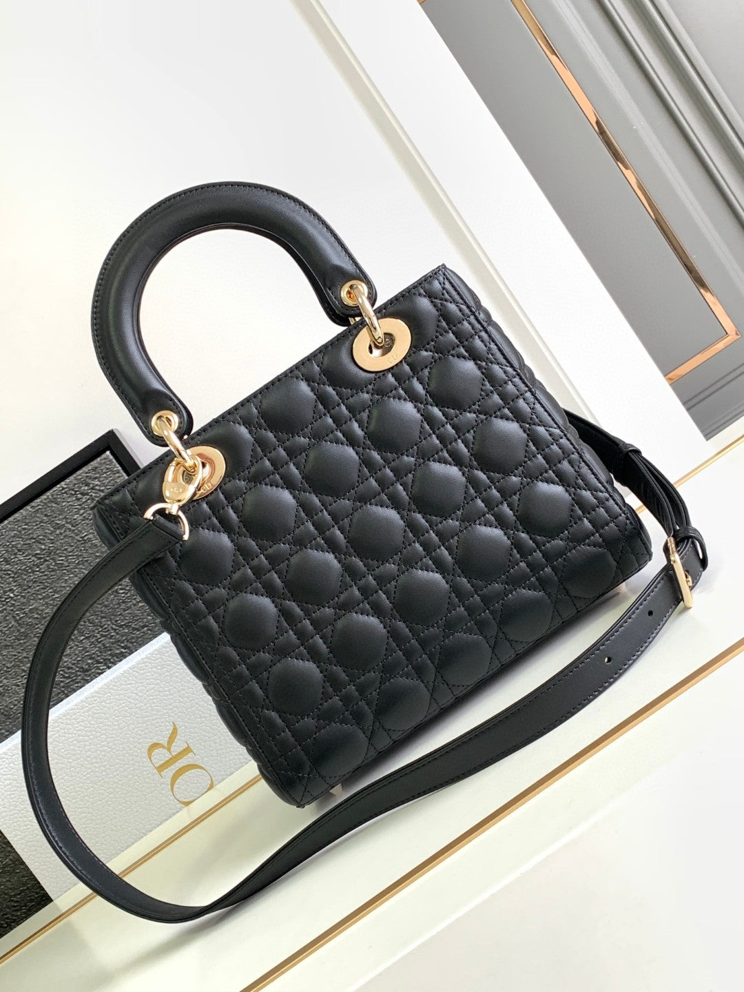 Lady Dior Bag Black Cannage Lambskin