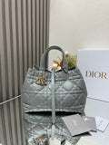 Dior Toujours Large Bag in Grey Macrocannage Calfskin