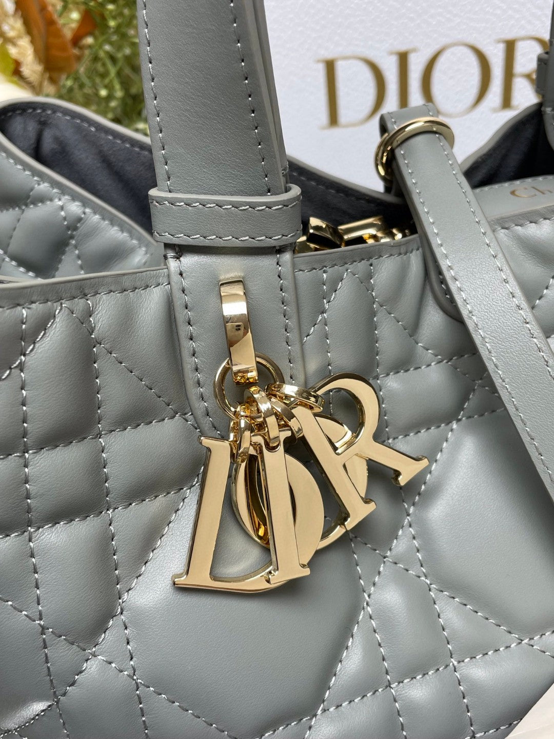 Dior Toujours Large Bag in Grey Macrocannage Calfskin