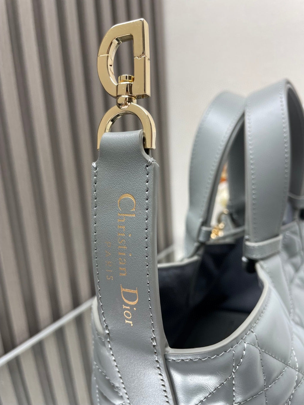 Dior Toujours Large Bag in Grey Macrocannage Calfskin