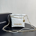 Chanel Mini 22 Hobo bag in white calfskin leather with gold-tone hardware