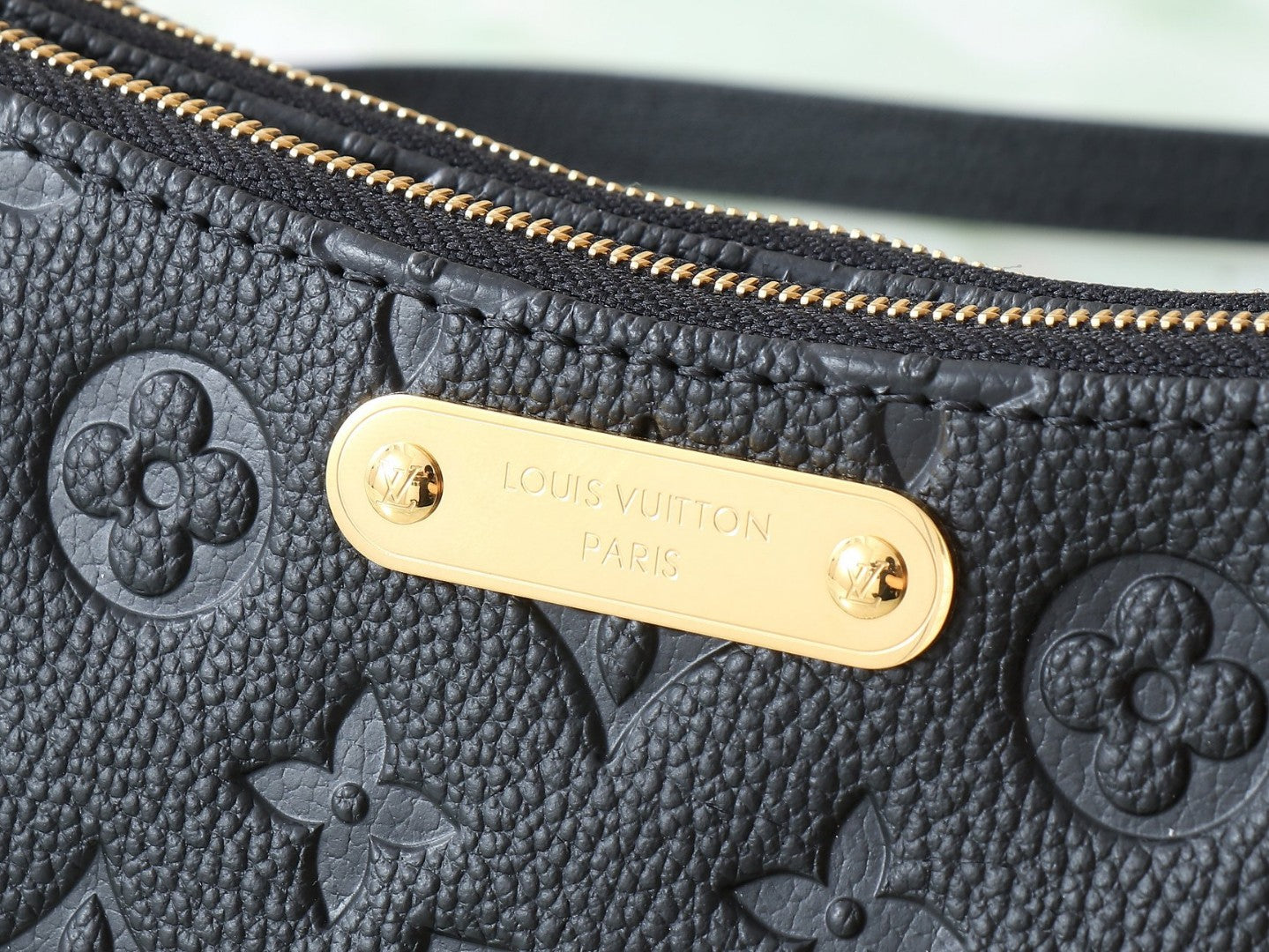 Louis Vuitton Pochette Liv or Easy Pouch On Strap in black Monogram Empreinte leather