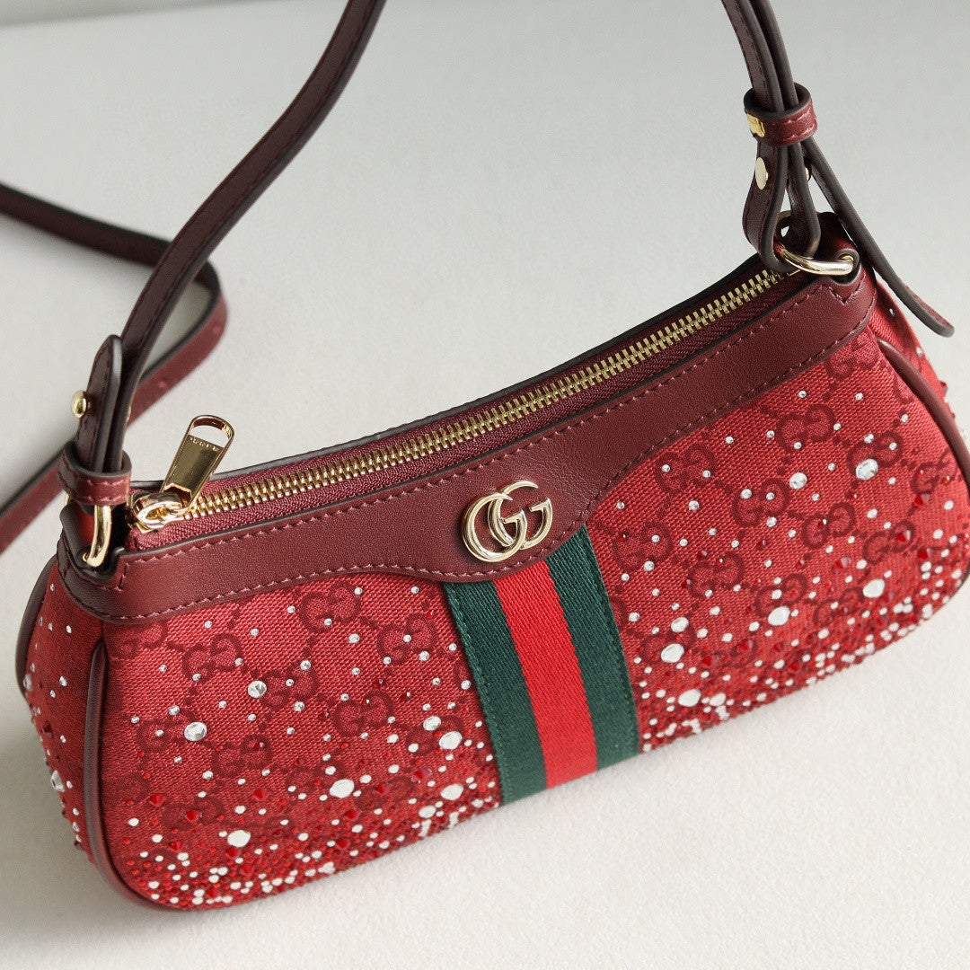 Gucci Ophidia small shoulder bag in burgundy GG canvas