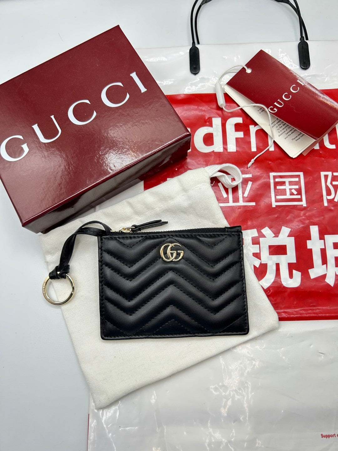 Gucci GG Marmont zip key pouch in black