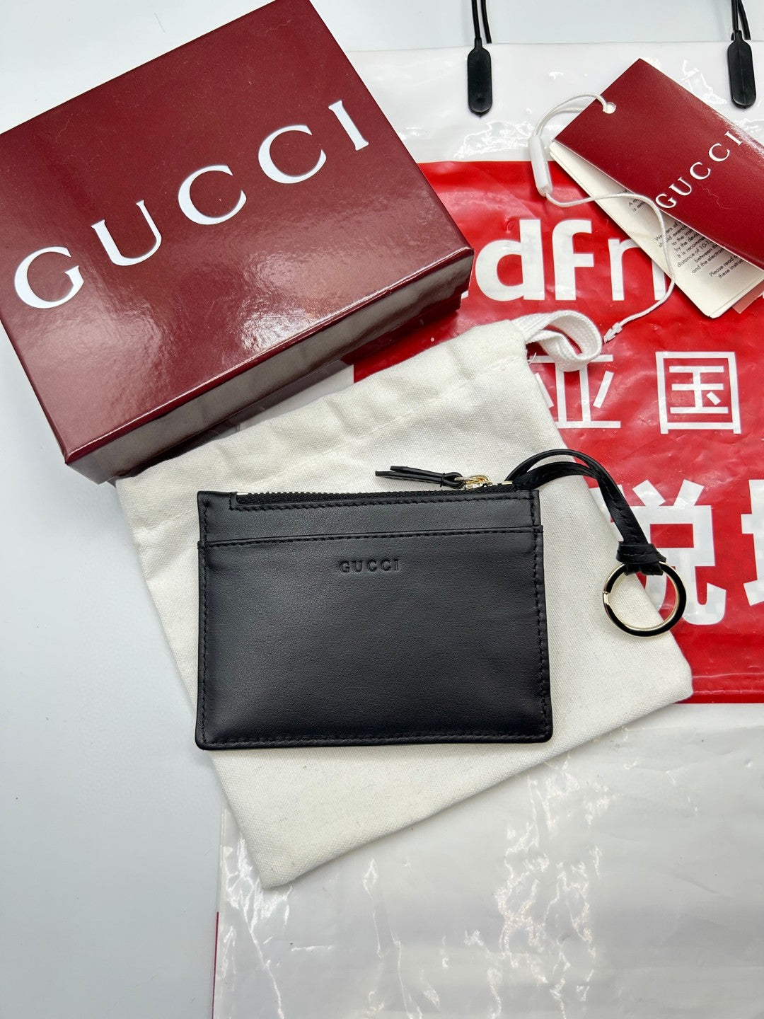 Gucci GG Marmont zip key pouch in black