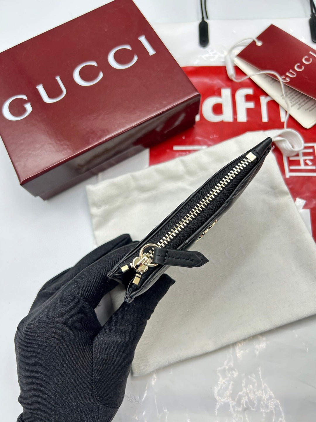 Gucci GG Marmont zip key pouch in black