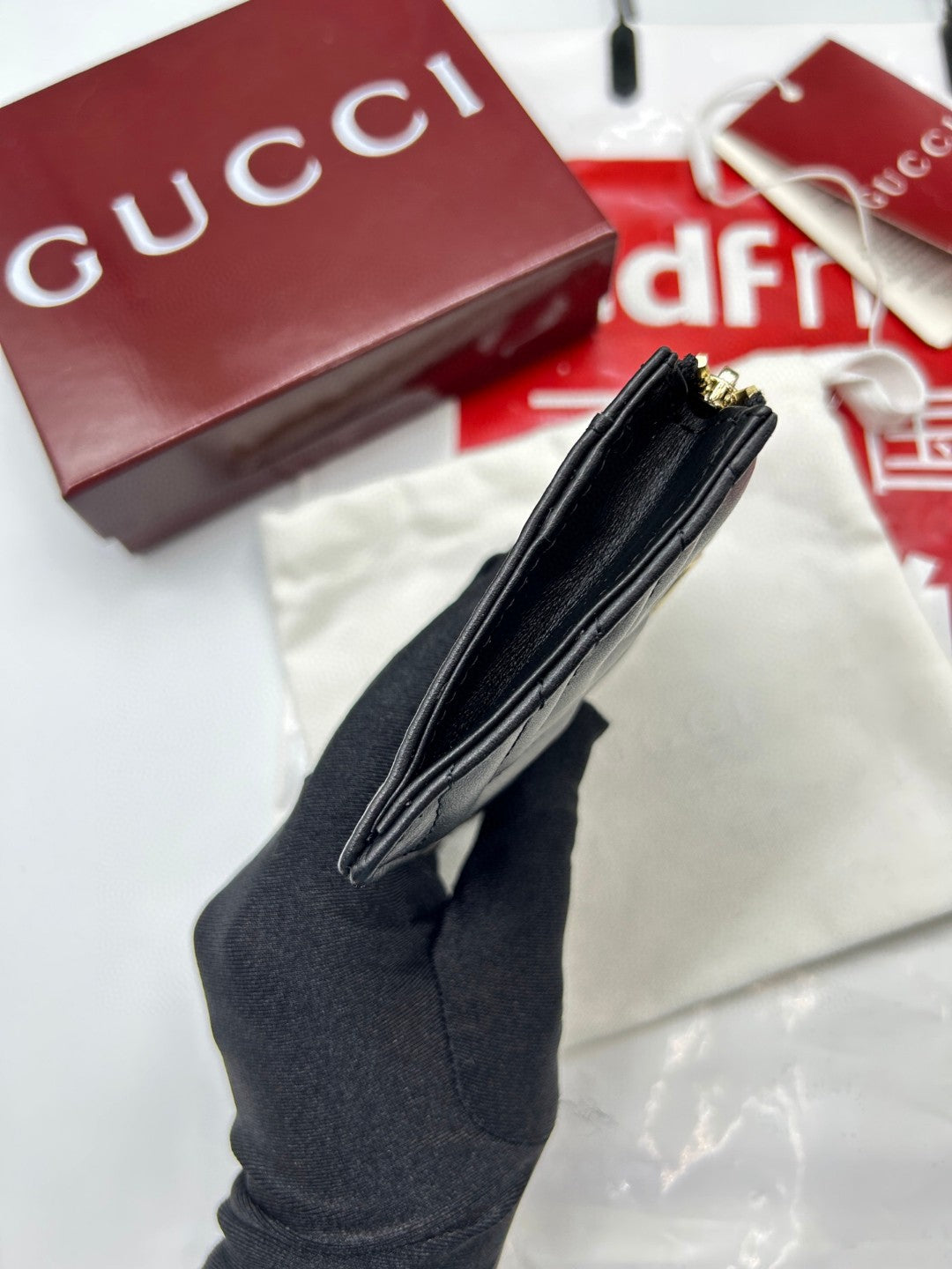 Gucci GG Marmont zip key pouch in black
