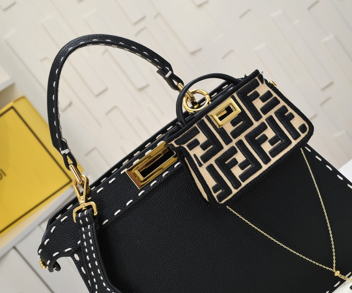 Fendi Peekaboo ISeeU Small black calf leather bag