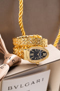 Bulgari Serpenti Spiga single-spiral watch in 18 kt yellow gold and diamond-set bezel