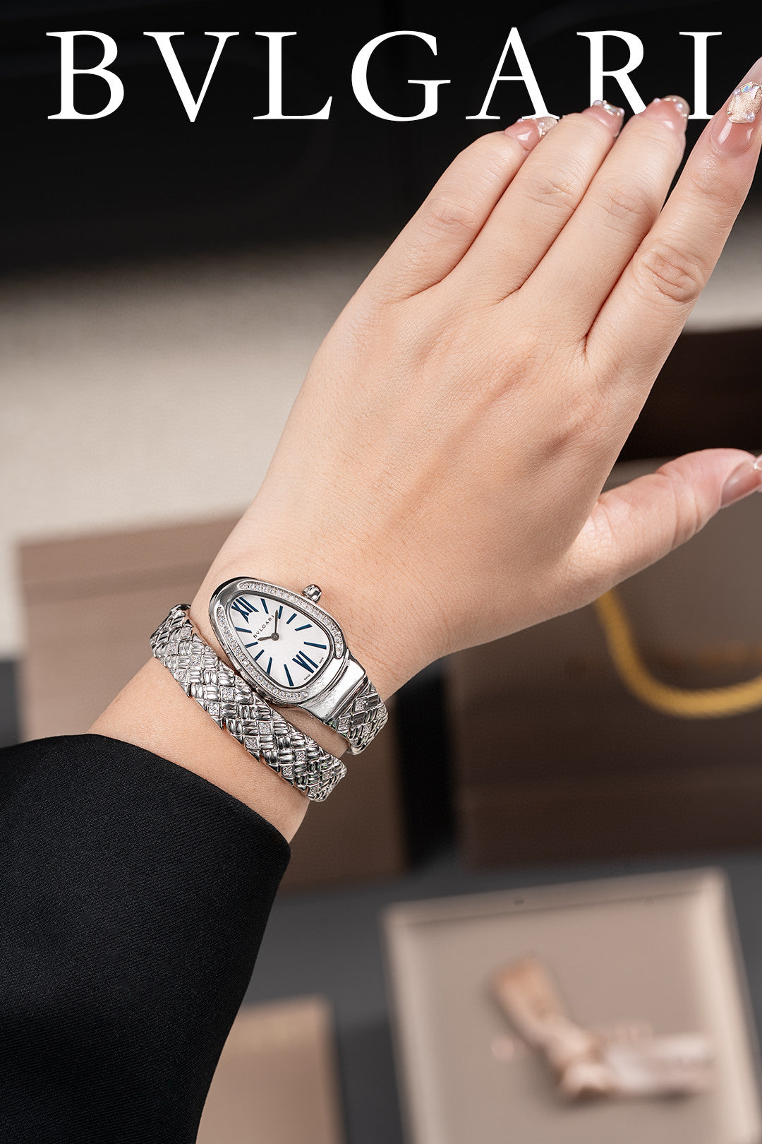 Bulgari Serpenti Seduttori watch in stainless steel with a diamond-set bezel