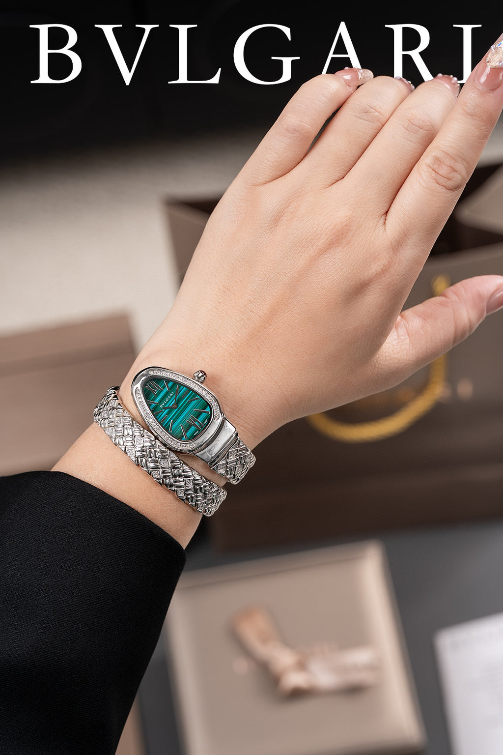 Bulgari Serpenti Seduttori watch in stainless steel with a diamond-set bezel