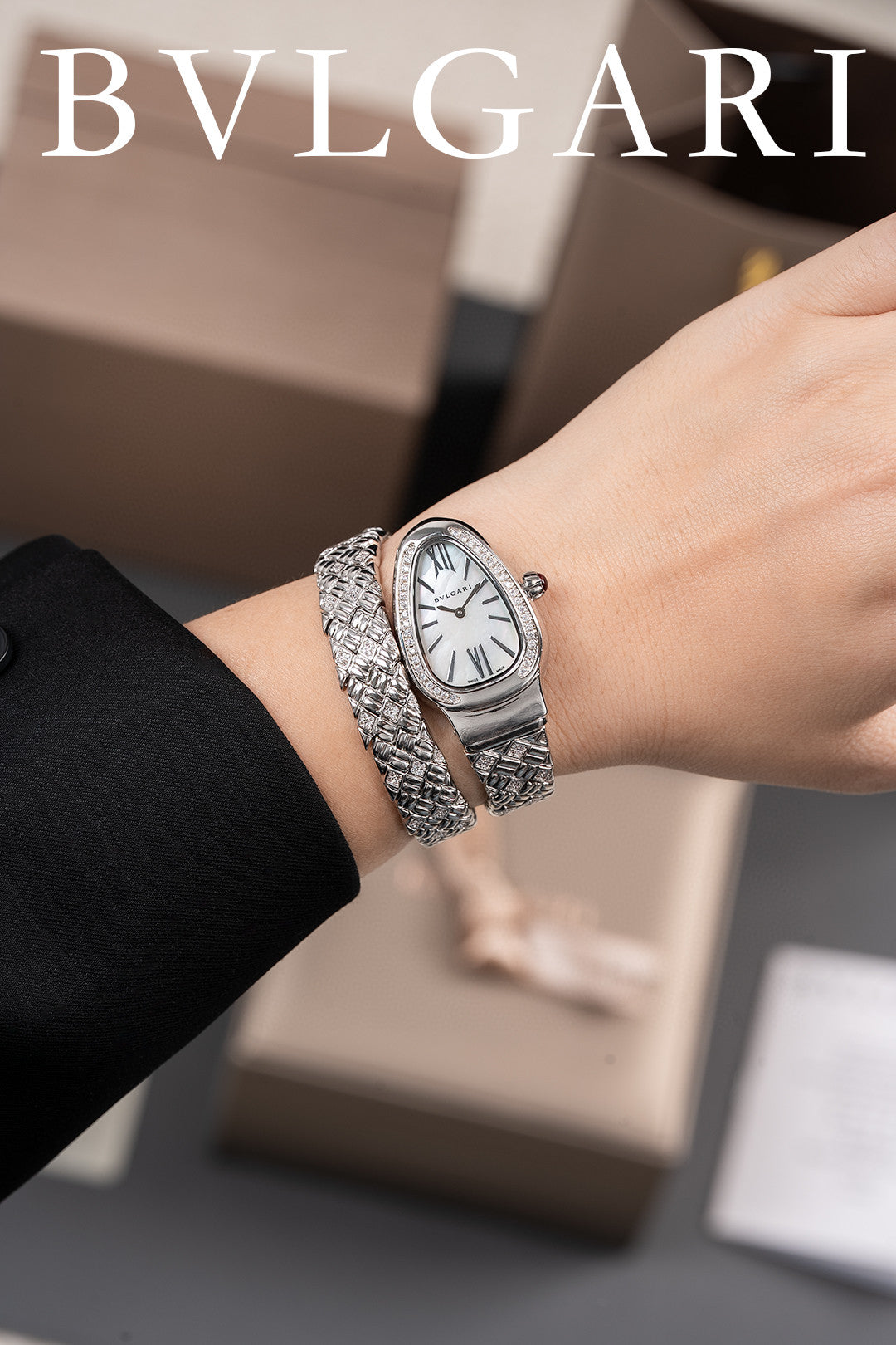 Bulgari Serpenti Seduttori watch in stainless steel with a diamond-set bezel