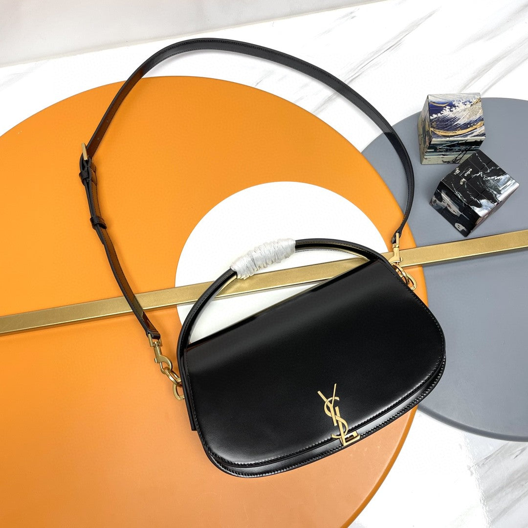 Yves Saint Laurent Voltaire shoulder bag in black calf leather YSL
