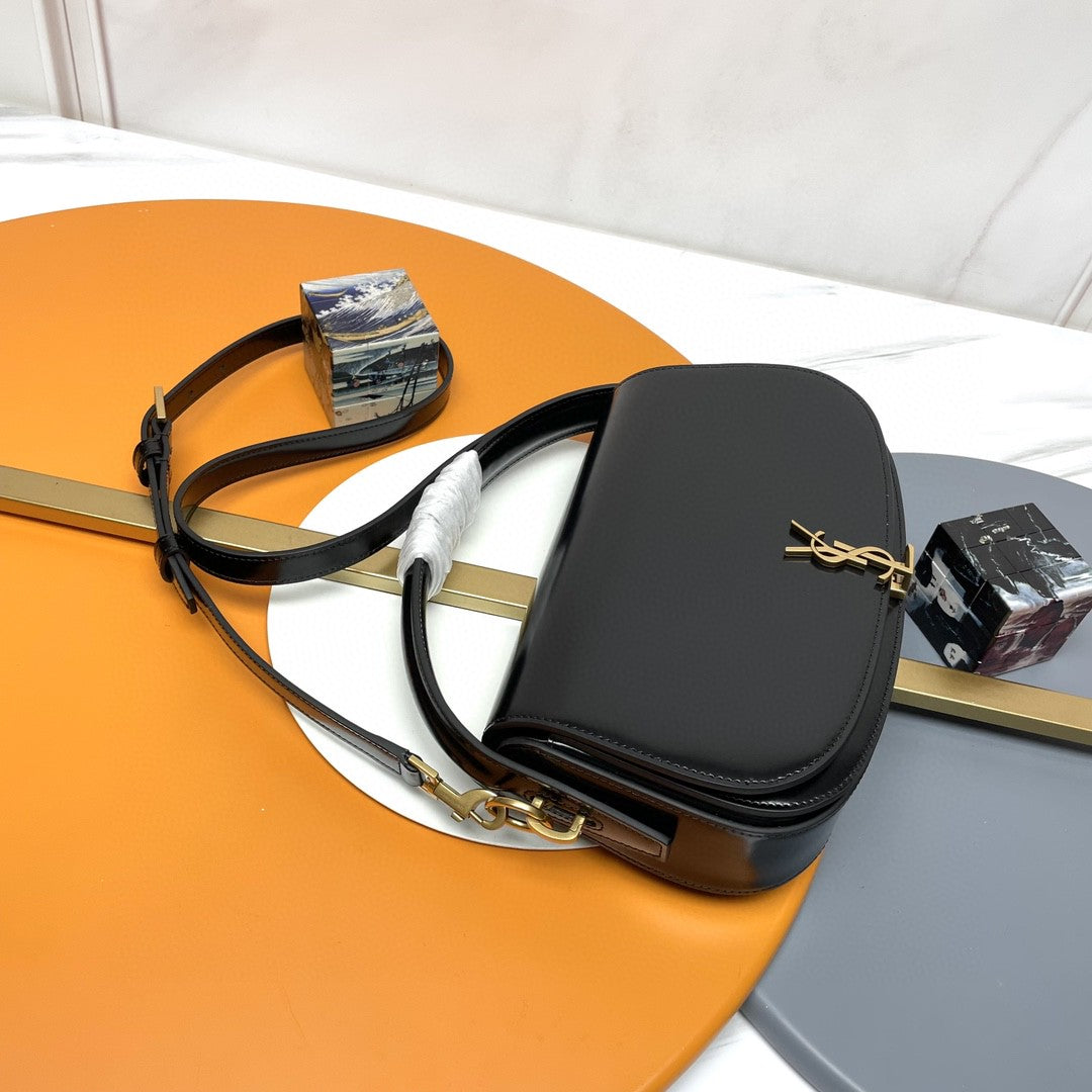 Yves Saint Laurent Voltaire shoulder bag in black calf leather YSL