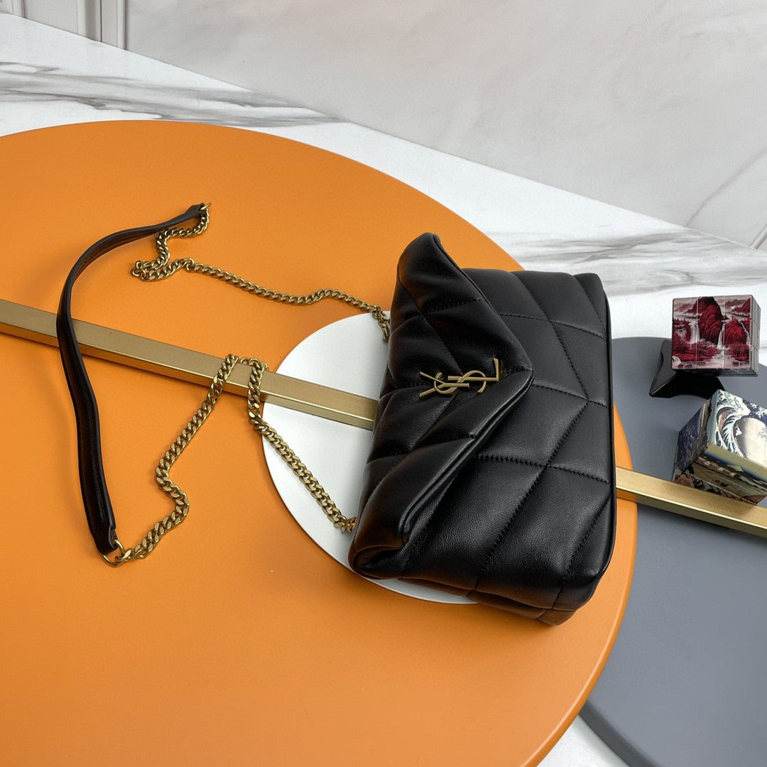 Saint Laurent Puffer Toy shoulder bag in black quilted lambskin leather