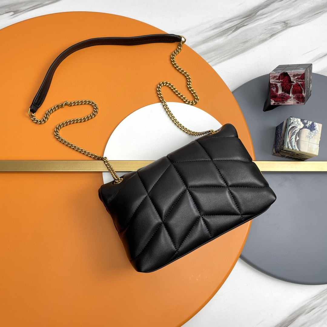 Saint Laurent Puffer Toy shoulder bag in black quilted lambskin leather