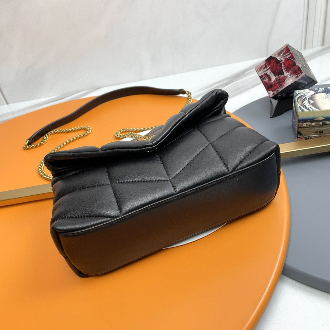 Saint Laurent Puffer Toy shoulder bag in black quilted lambskin leather