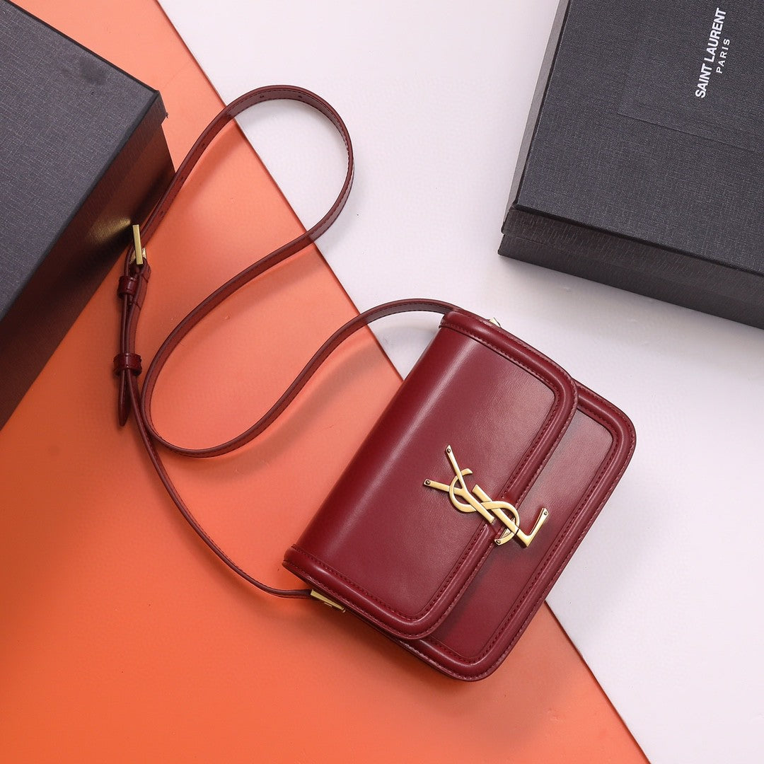 Saint Laurent Solferino small leather satchel bag in burgundy