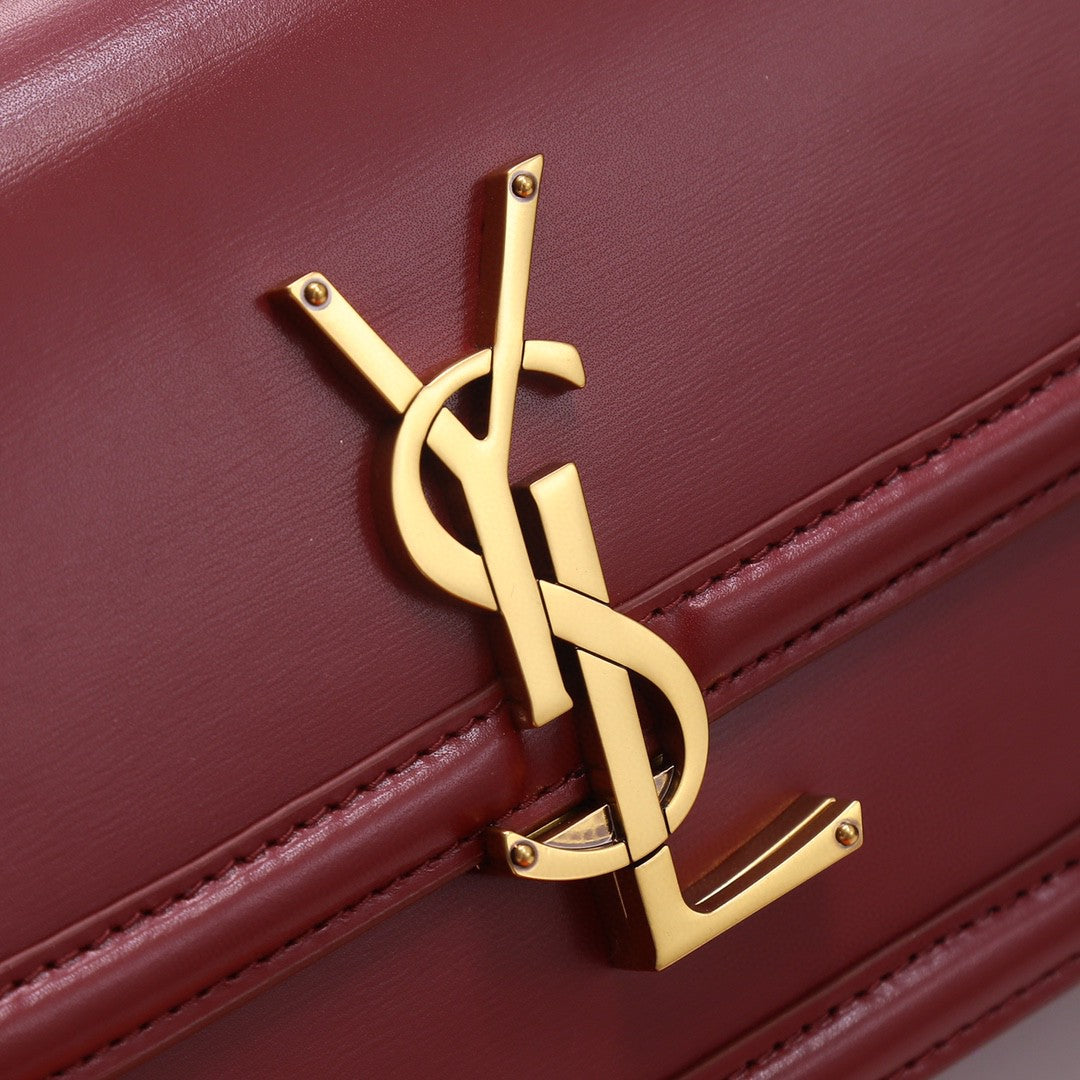 Saint Laurent Solferino small leather satchel bag in burgundy