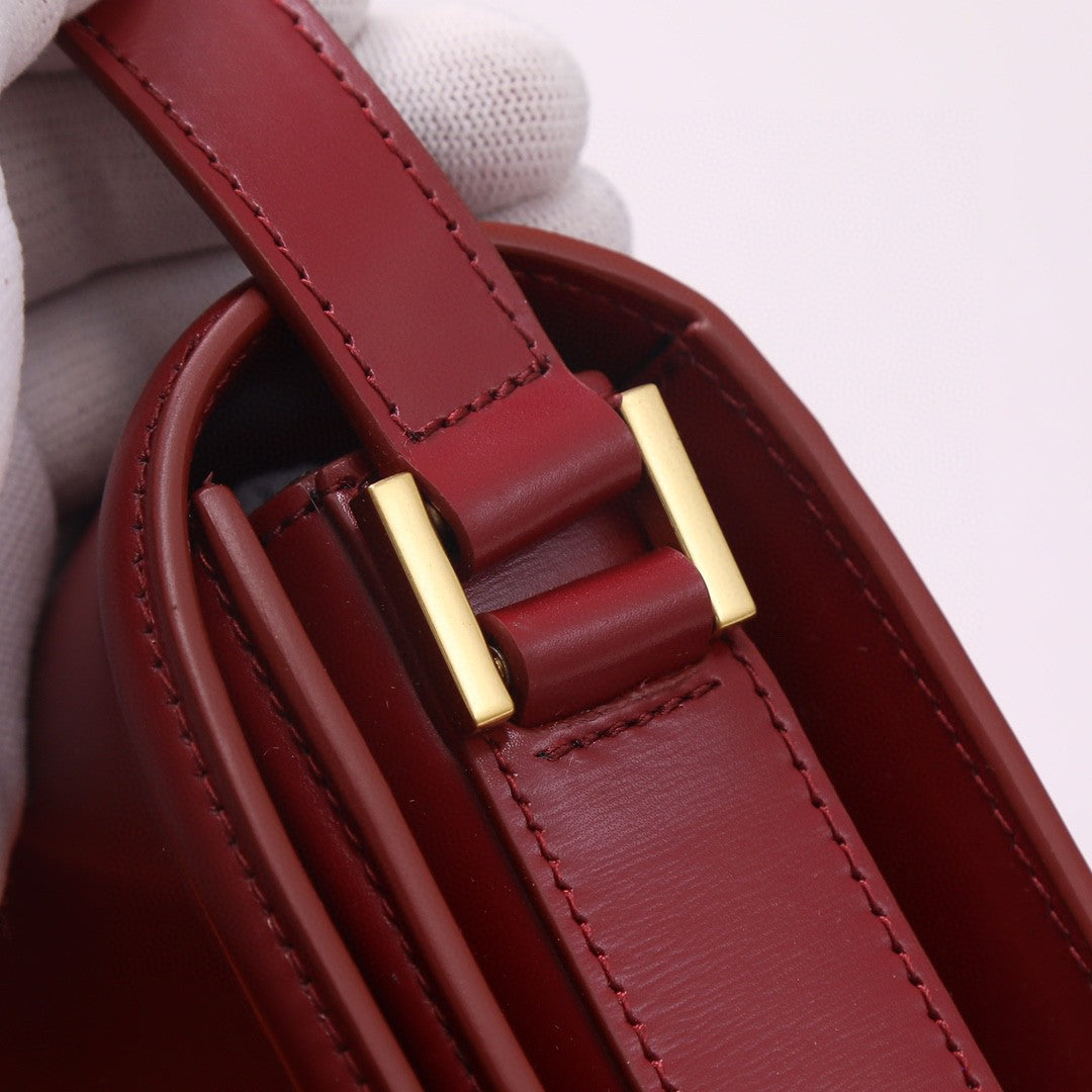 Saint Laurent Solferino small leather satchel bag in burgundy