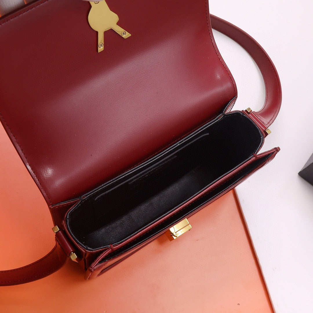 Saint Laurent Solferino small leather satchel bag in burgundy