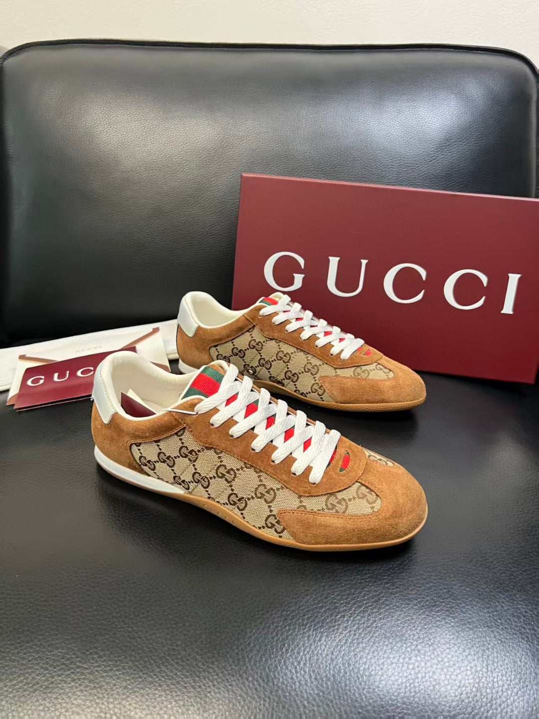 Gucci Shift sneakers in brown GG canvas with suede trims