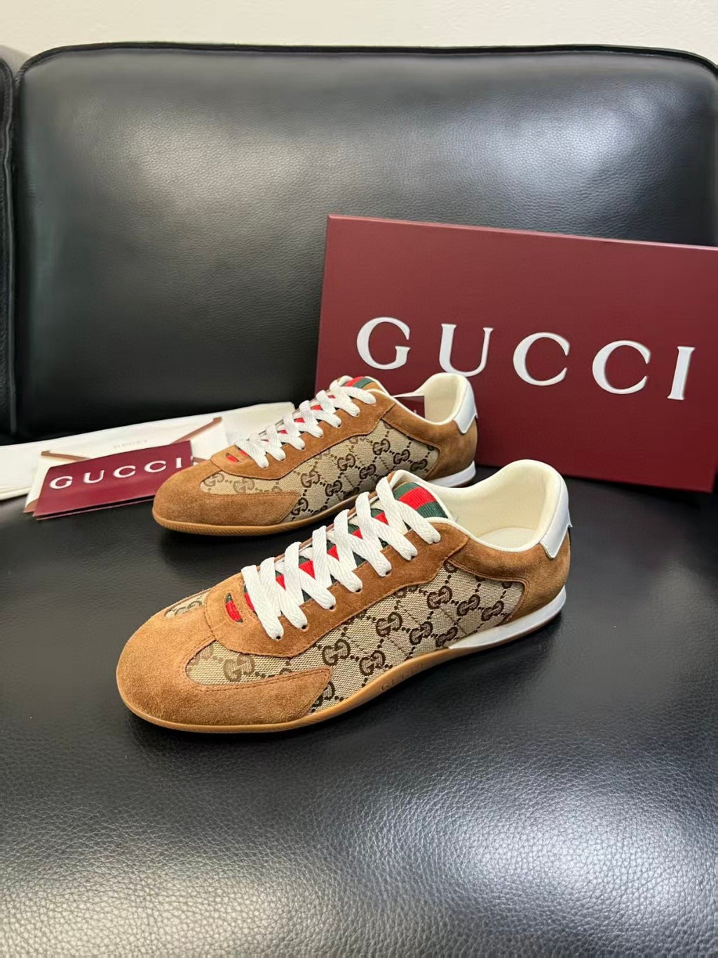 Gucci Shift sneakers in brown GG canvas with suede trims