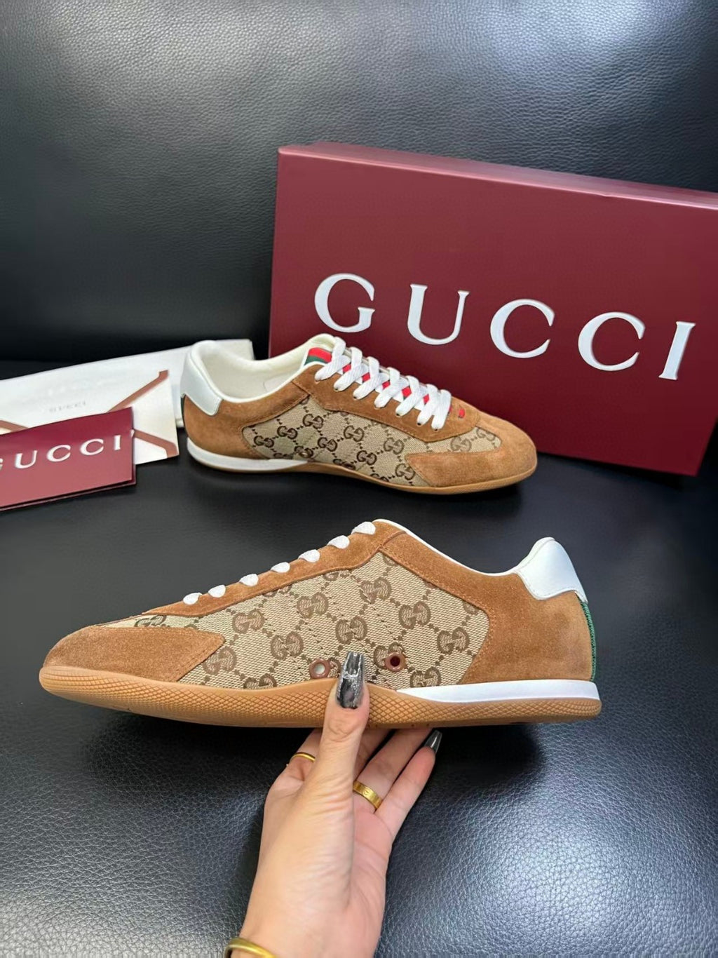 Gucci Shift sneakers in brown GG canvas with suede trims