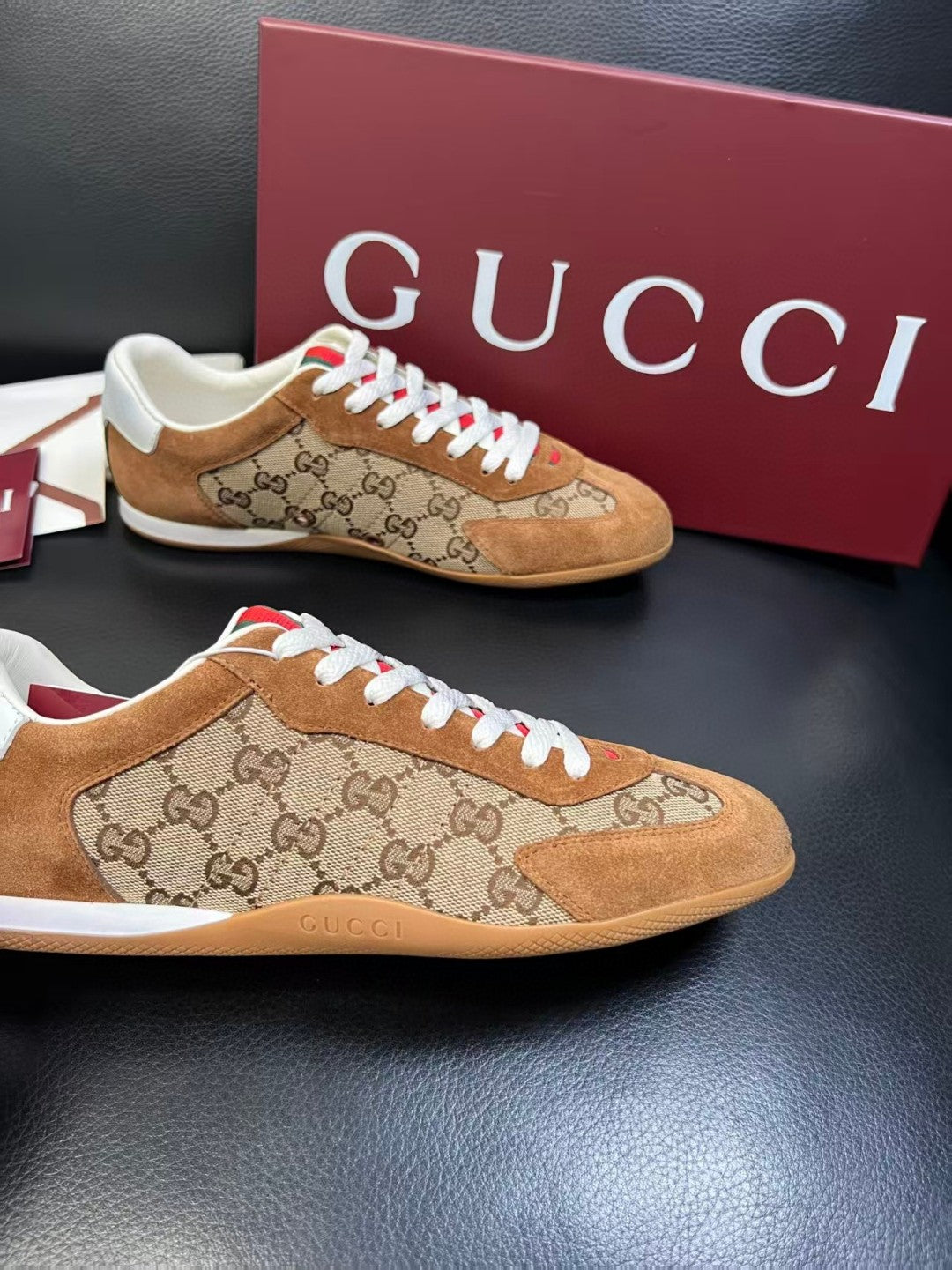 Gucci Shift sneakers in brown GG canvas with suede trims