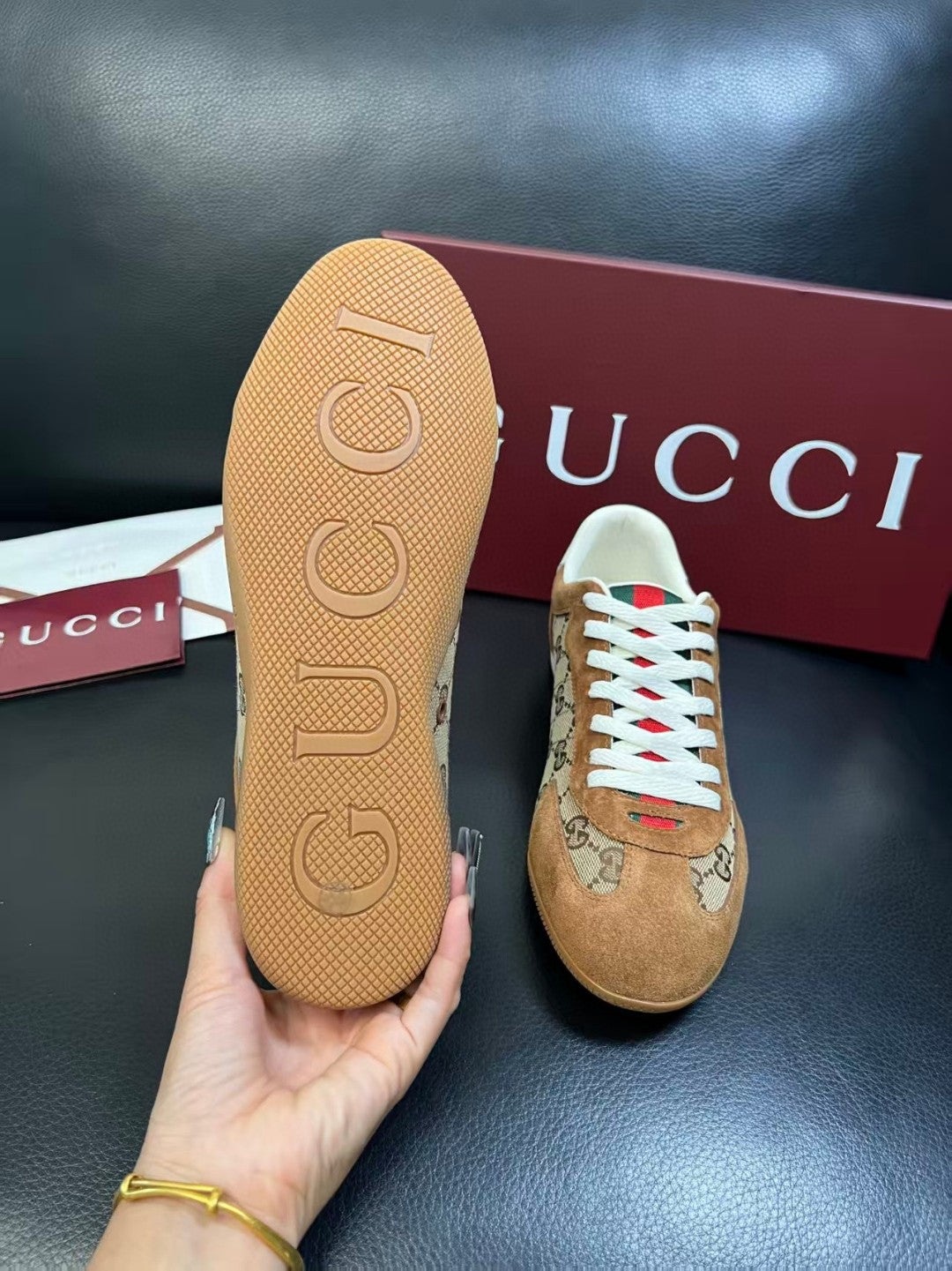 Gucci Shift sneakers in brown GG canvas with suede trims