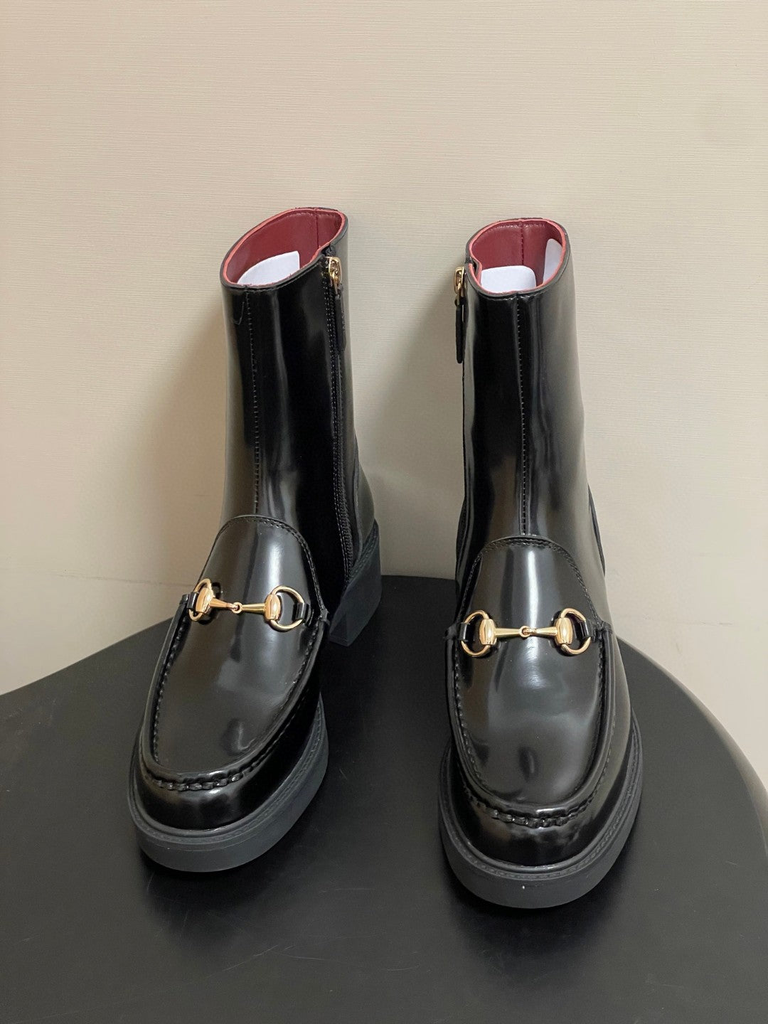 Gucci Horsebit boots in black patent leather