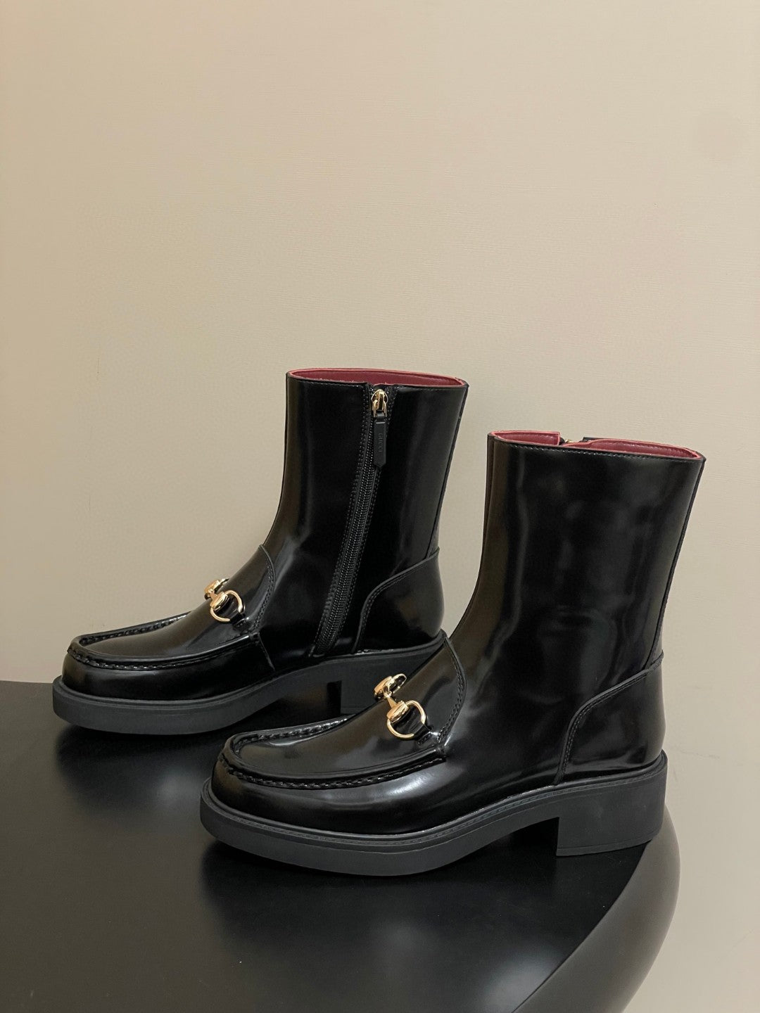 Gucci Horsebit boots in black patent leather