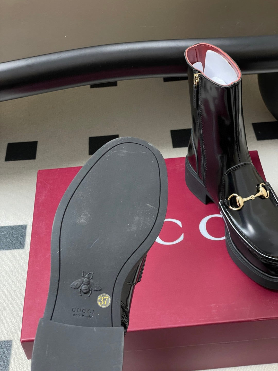 Gucci Horsebit boots in black patent leather