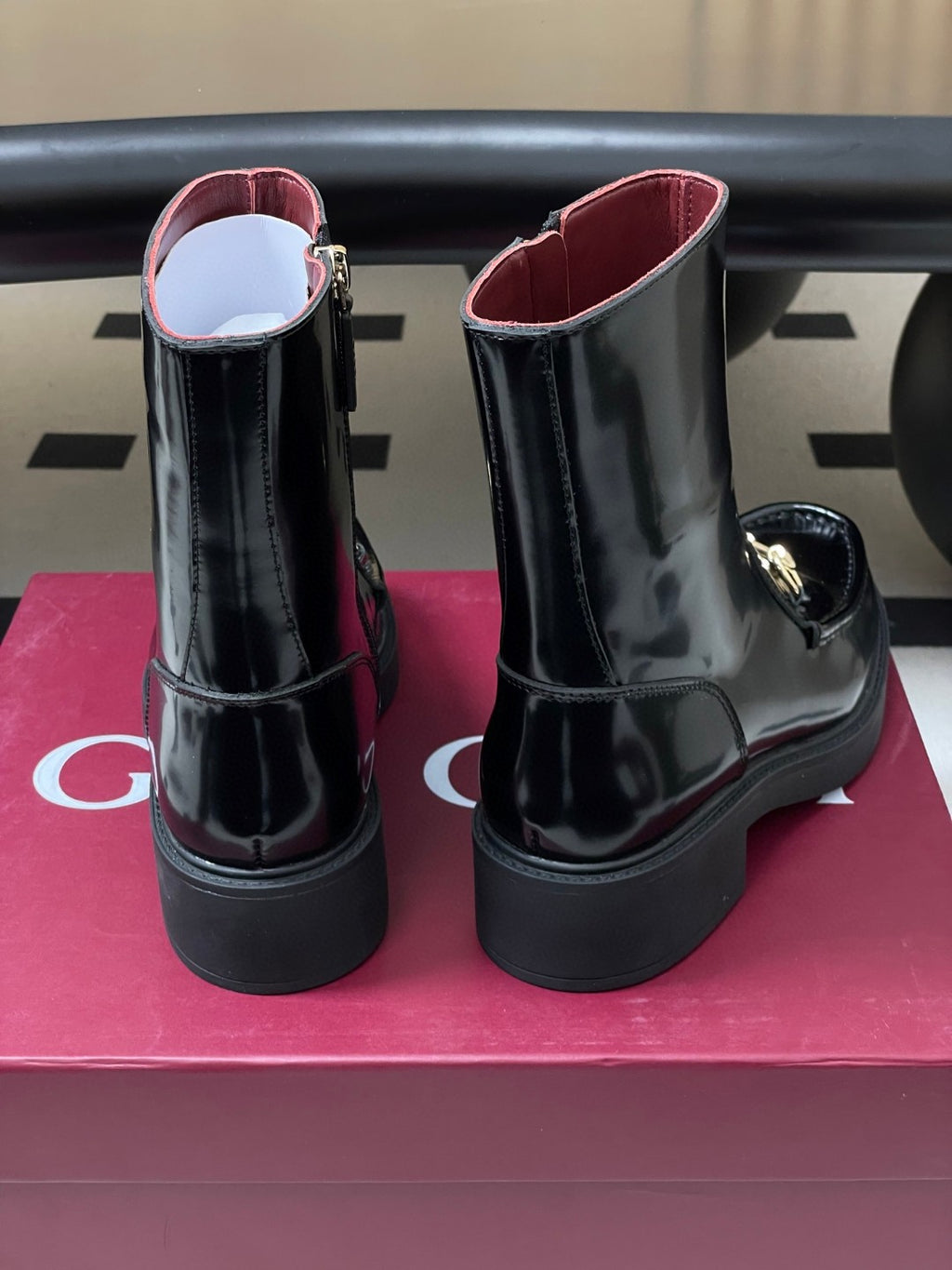 Gucci Horsebit boots in black patent leather