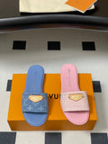 Louis Vuitton Lily Flat Mules in Monogram denim