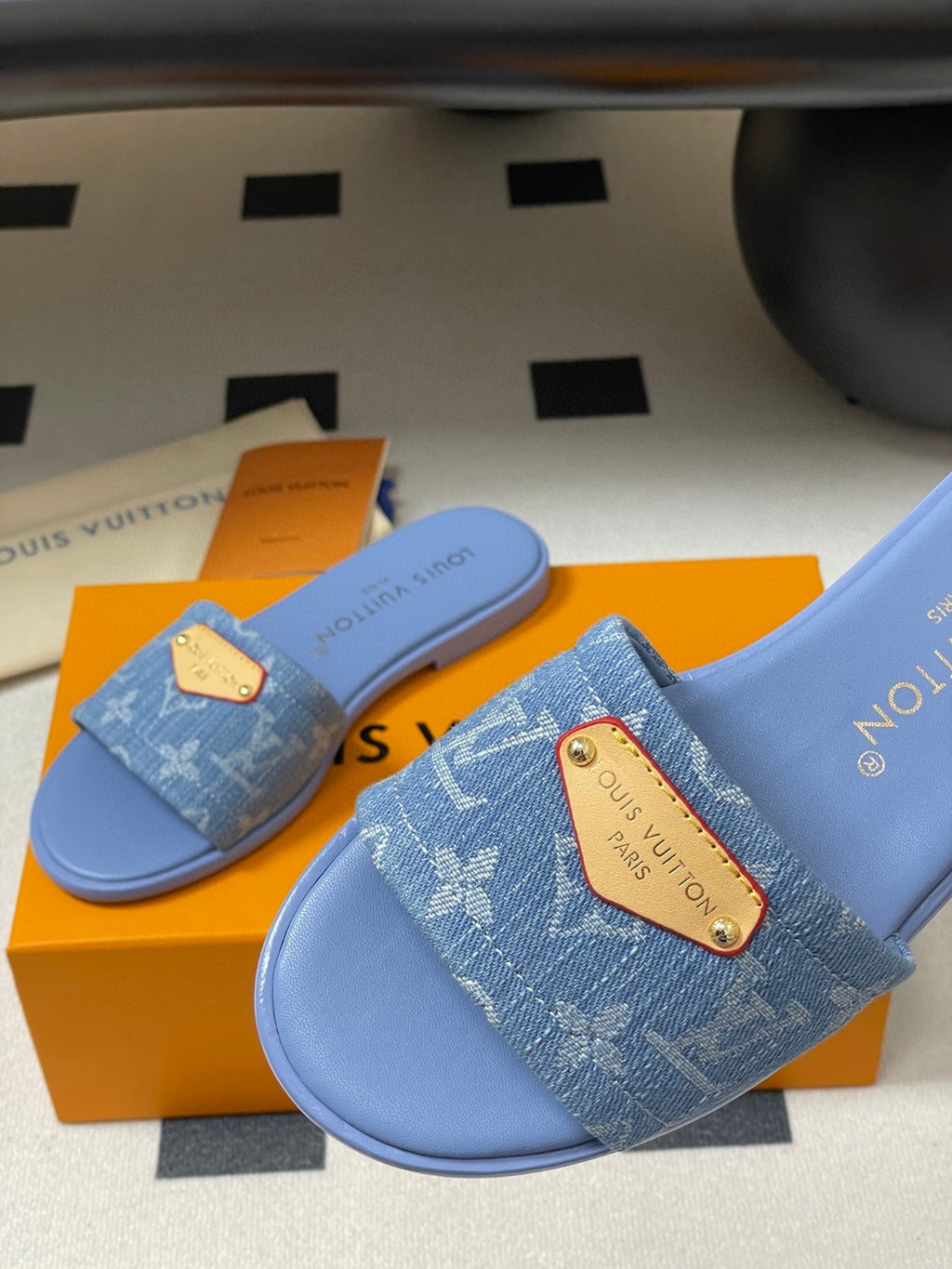 Louis Vuitton Lily Flat Mules in Monogram denim