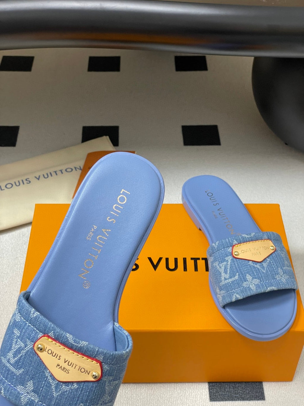 Louis Vuitton Lily Flat Mules in Monogram denim